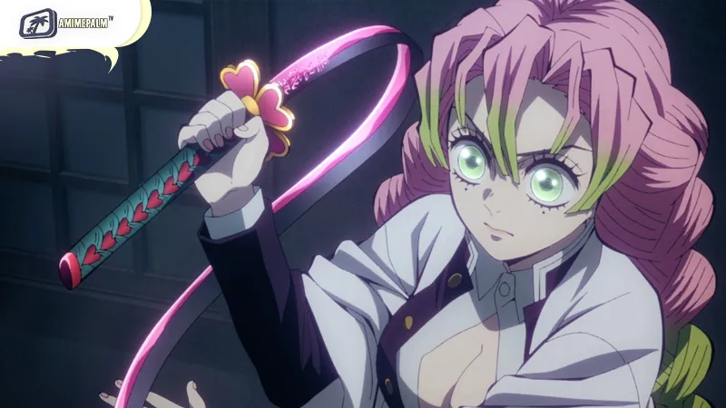 Mitsuri dazzles with her elegant yet deadly ribbon-like sword style.